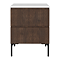 Osaka Slatted Dark Oak 600mm 2-Drawer Countertop Vanity Unit with White Stone Worktop