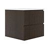 Osaka Slatted Dark Oak 600mm 2-Drawer Countertop Vanity Unit with White Stone Worktop