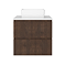Osaka Slatted Oak 600mm Wall Hung 2-Drawer Countertop Vanity Unit with White Stone Worktop and Square Basin