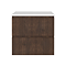Osaka Slatted Dark Oak 600mm Wall Hung 2-Drawer Countertop Vanity Unit with White Stone Worktop