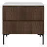 Osaka Slatted Dark Oak 800mm Freestanding Vanity with White Stone Worktop & Oval Countertop Basin