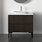 Osaka Slatted Dark Oak 800mm 2-Drawer Countertop Vanity Unit with White Stone Worktop