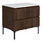 Osaka Slatted Dark Oak 800mm 2-Drawer Countertop Vanity Unit with White Stone Worktop