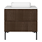 Osaka Slatted Dark Oak 800mm 2-Drawer Vanity Unit with White Stone Worktop and Rectangular Basin