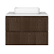 Osaka Slatted Oak 800mm Wall Hung 2-Drawer Countertop Vanity Unit with White Stone Worktop and Rectangular Basin