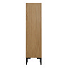 Osaka Slatted Oak 1 Door Tall Storage Unit with Matt Black Legs