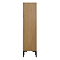 Osaka Slatted Oak 1 Door Tall Storage Unit with Matt Black Legs