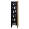 Osaka Slatted Oak 1 Door Tall Storage Unit with Matt Black Legs