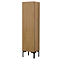 Osaka Slatted Oak 1 Door Tall Storage Unit with Matt Black Legs
