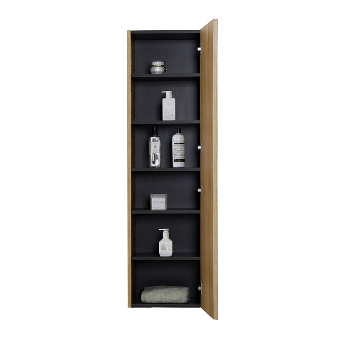 Osaka Slatted Oak 1 Door Wall Hung Tall Storage Unit