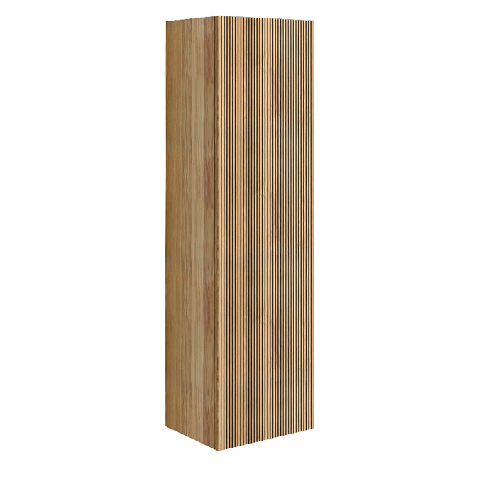 Osaka Slatted Oak 1600mm Wall-Hung Single Door Tall Storage Unit