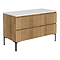 Osaka Slatted Oak 1200mm 2-Drawer Countertop Vanity Unit with White Stone Worktop