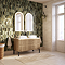 Osaka Slatted Oak 1200mm 2-Drawer Vanity Unit with White Stone Worktop & 2 Square Basins