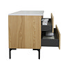 Osaka Slatted Oak 1200mm 2-Drawer Vanity Unit with White Stone Worktop & 2 Square Basins