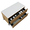 Osaka Slatted Oak 1200mm 2-Drawer Vanity Unit with White Stone Worktop & 2 Square Basins