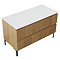 Osaka Slatted Oak 1200mm 2-Drawer Vanity Unit with White Stone Worktop & 2 Square Basins
