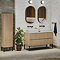 Osaka Slatted Oak 1200mm 2-Drawer Vanity Unit with White Stone Worktop & 2 Square Basins