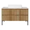 Osaka Slatted Oak 1200mm 2-Drawer Vanity Unit with White Stone Worktop & Rectangular Basin