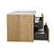 Osaka Slatted Oak 1200mm Wall Hung 2-Drawer Vanity Unit with White Stone Worktop & 2 Square Basins