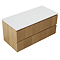 Osaka Slatted Oak 1200mm Wall Hung 2-Drawer Vanity Unit with White Stone Worktop