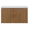 Osaka Slatted Oak 500mm Wall Mounted Countertop Vanity Unit with 1 Drawer and White Stone Worktop