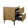 Osaka Slatted Oak 600mm Freestanding Vanity with White Stone Worktop & Round Countertop Basin