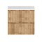 Osaka Slatted Oak 600mm Wall Hung 2-Drawer Countertop Vanity Unit with White Stone Worktop