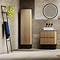 Osaka Slatted Oak 600mm Wall Hung 2-Drawer Countertop Vanity Unit with White Stone Worktop