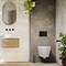Osaka Slatted Oak Effect 500mm Wall-Hung 1-Drawer Vanity Unit with White Granite Stone Worktop + Gloss White Basin