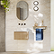 Osaka Slatted Oak Effect 500mm Wall-Hung 1-Drawer Vanity Unit with White Granite Stone Worktop + Gloss White Basin