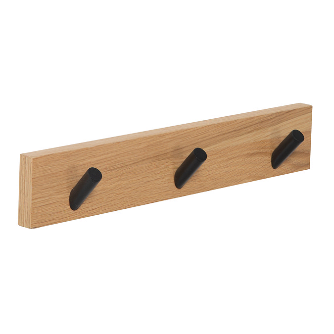 Osaka Wooden Wall Hook Hanger Bracket - Matt Black and Light Oak