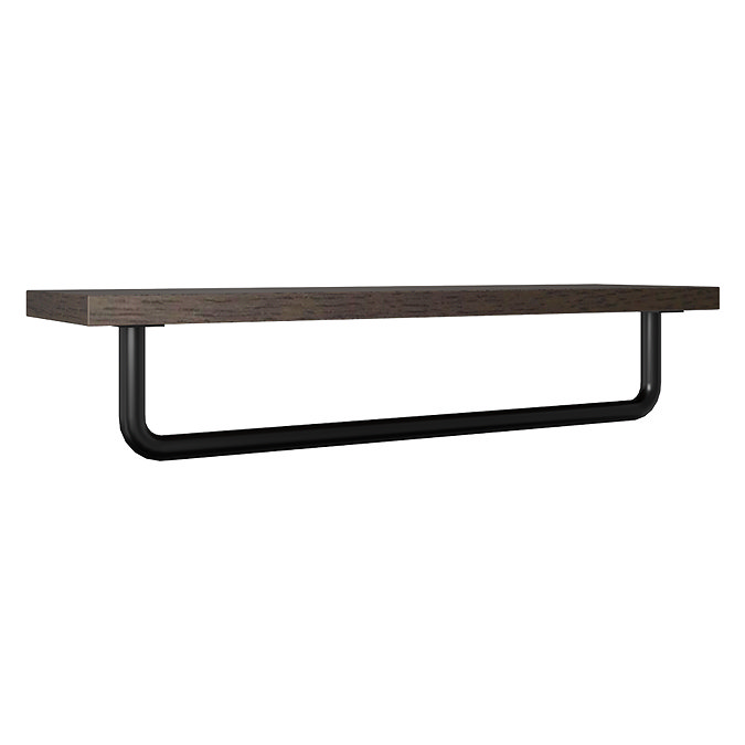 Osaka Wooden Towel Shelf with Rail - Dark Oak