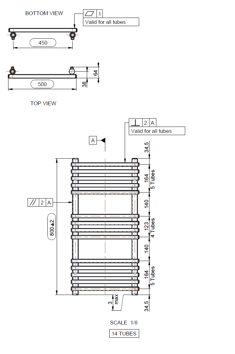 Otsu Chrome W500 x H800mm Heated Towel Rail