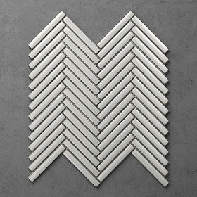 Otsu Herringbone Mosaic Tile Sheet Gloss White - 277 x 266mm