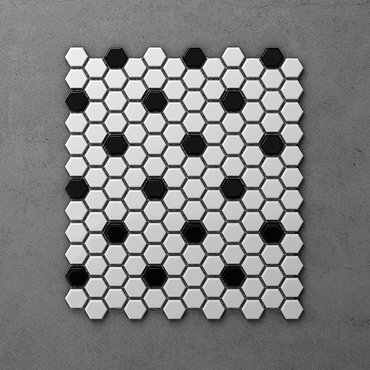 Otsu Hexagon Mosaic Tile Sheet Black & White - 300 x 260mm