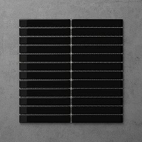 Otsu Kit-Kat Mosaic Tile Sheet Gloss Black - 295 x 295mm