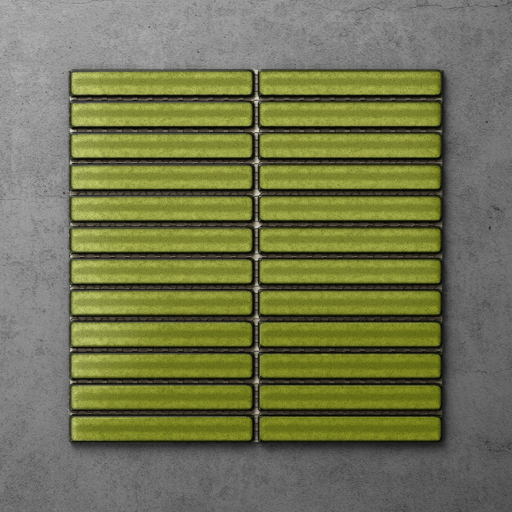 Otsu KitKat Mosaic Tile Sheet Gloss Green 295 x 295mm Victorian