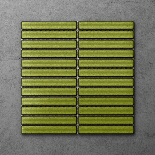 Otsu Kit-Kat Mosaic Tile Sheet Gloss Green - 295 x 295mm