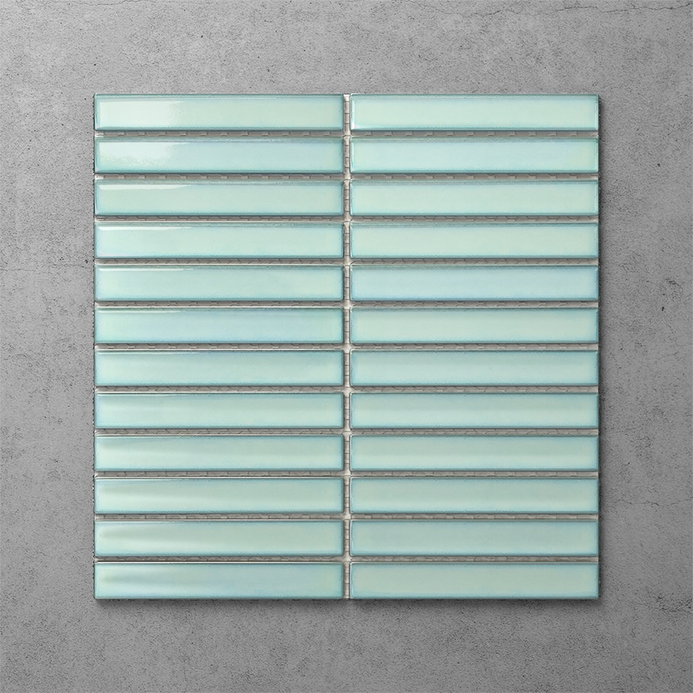 Otsu KitKat Mosaic Tile Sheet Gloss Light Teal 295 x 295mm