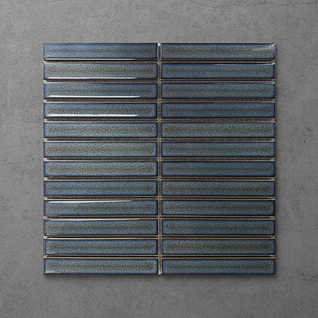 Otsu Kit-Kat Mosaic Tile Sheet Gloss Slate Blue - 295 x 295mm
