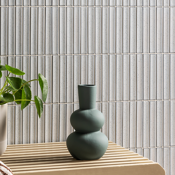 Stonehouse Studio Otsu Concave Kit-Kat Mosaic Tile Sheet Gloss White Speckled - 295 x 295mm