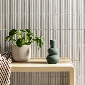 Stonehouse Studio Otsu Concave Kit-Kat Mosaic Tile Sheet Gloss White Speckled - 295 x 295mm