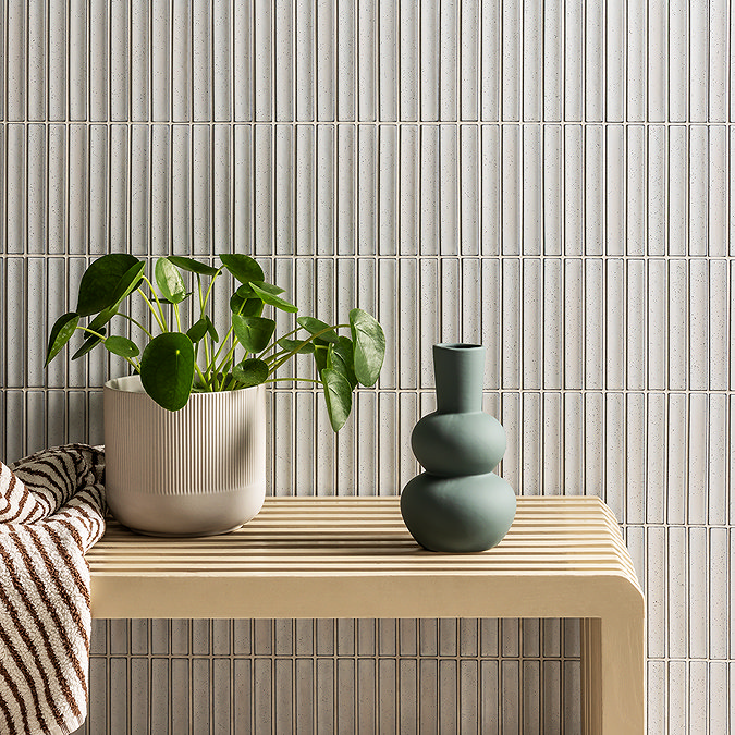 Stonehouse Studio Otsu Concave Kit-Kat Mosaic Tile Sheet Gloss White Speckled - 295 x 295mm