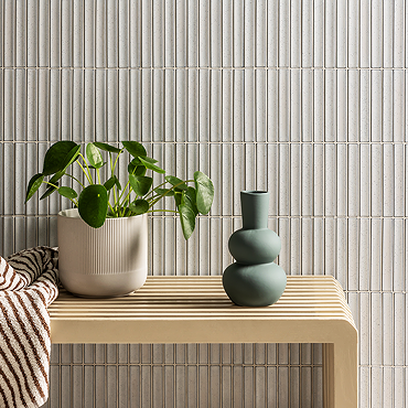 Stonehouse Studio Otsu Concave Kit-Kat Mosaic Tile Sheet Gloss White Speckled - 295 x 295mm