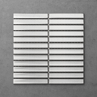 Otsu Concave Kit-Kat Mosaic Tile Sheet Gloss White Speckled - 295 x 295mm
