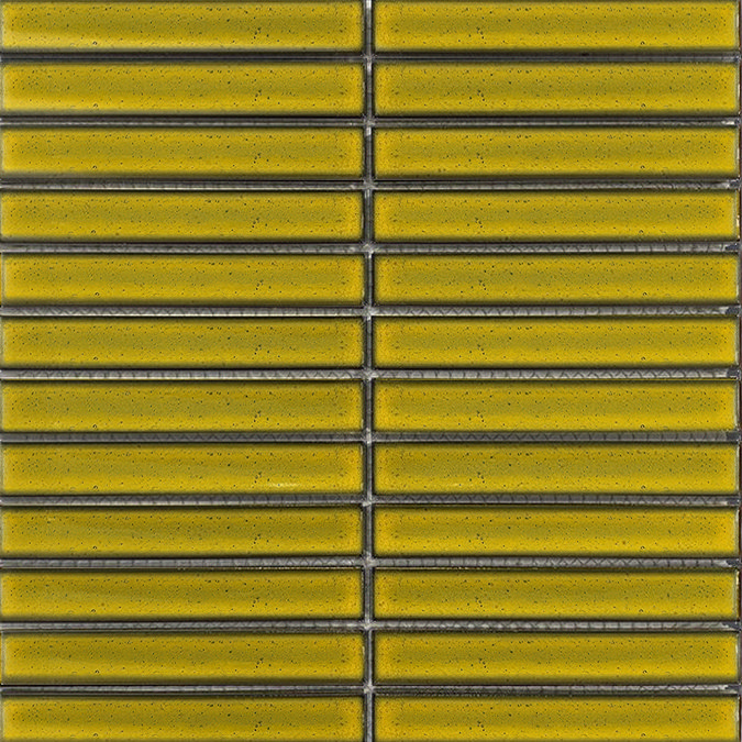 Stonehouse Studio Otsu Concave Kit-Kat Mosaic Tile Sheet Gloss Yellow Speckled - 295 x 295mm