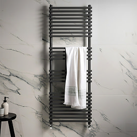 Otsu Matt Black W500 x H1400mm Heated Towel Rail