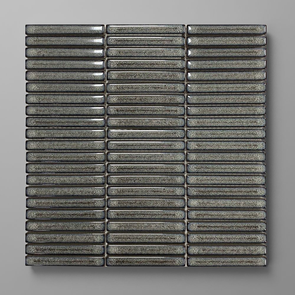 Otsu Mini KitKat Mosaic Tile Sheet Gloss Grey Speckled 290 x 280mm