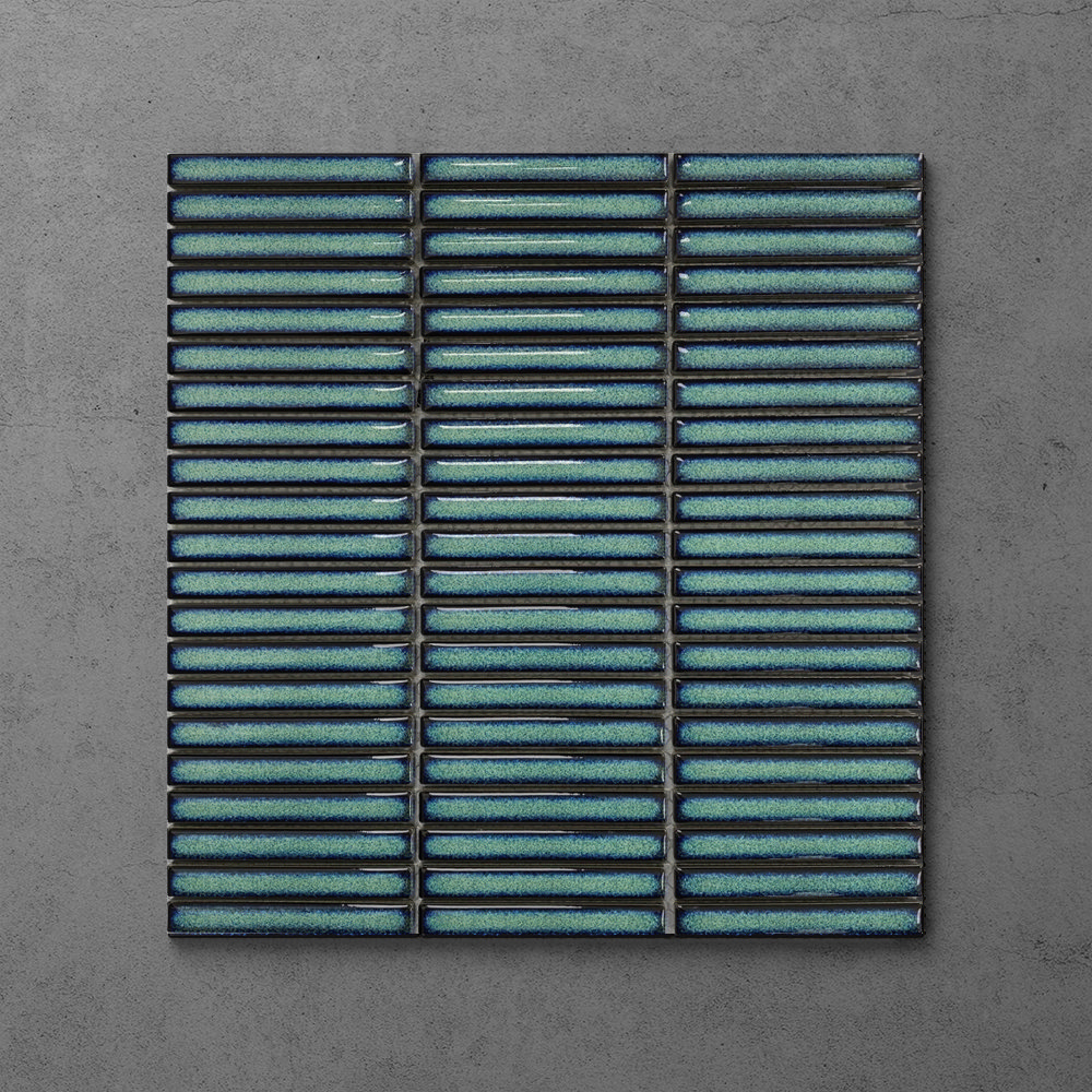 Otsu Mini KitKat Mosaic Tile Sheet Gloss Turquoise Speckled 290 x