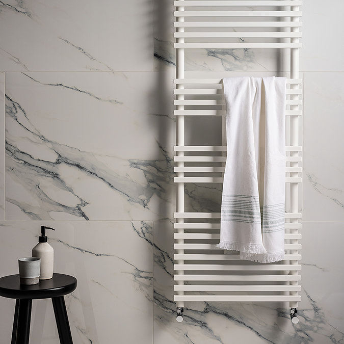 Otsu White W500 x H1400mm Heated Towel Rail